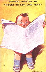 LUMME. HERE'S AN AD. HOUSE TO LET, LOW RENT